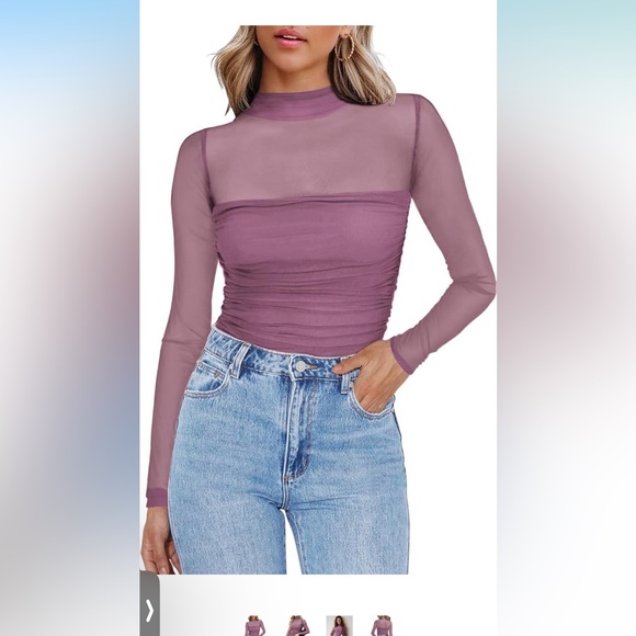 Mauve Sheer Long Sleeve Top - Picture 6 of 6